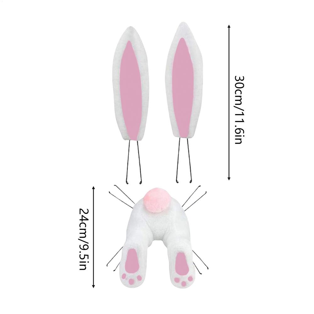 Rabbit Wreath Attachment Cute Butt and Ears Hangable Easter Front Door Wreath Attachment for Spring Holiday Party Indoor Outdoor