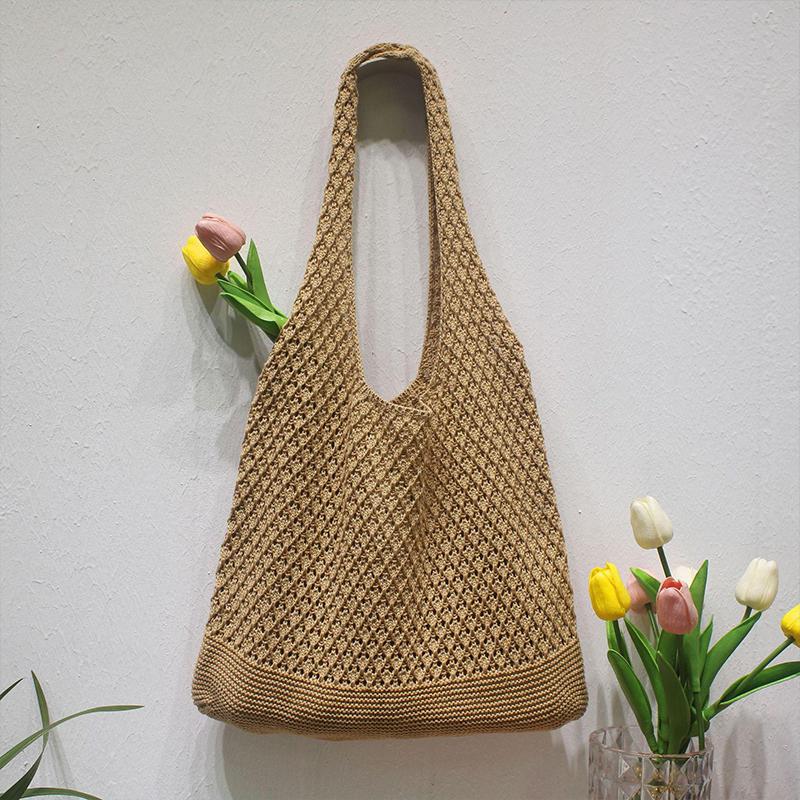 Fashionable And Casual  Bag Tote Bag Knitted Hollow Woven Shoulder Bag