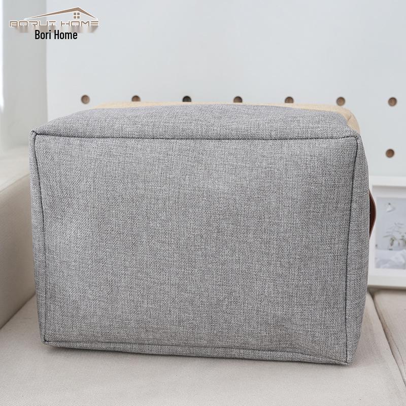 Coș de depozitare modern din in bicolor pentru casă și jucării