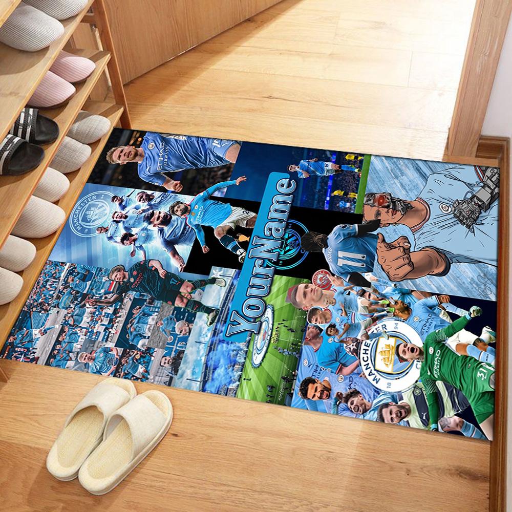 Manchester City Personalized Name Carpet Design for Outdoor Dormitory Dining Room Decorate room Antislip Carpet Anime Office Decor