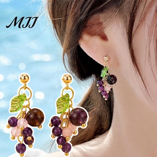 Elegant Earrings for Dates 1 Pair Grape Earring Women, Cute Fruit Dangle Drop Earrings, Pastoral Style Accessories 3D Purple Shaped Summer Jewelry