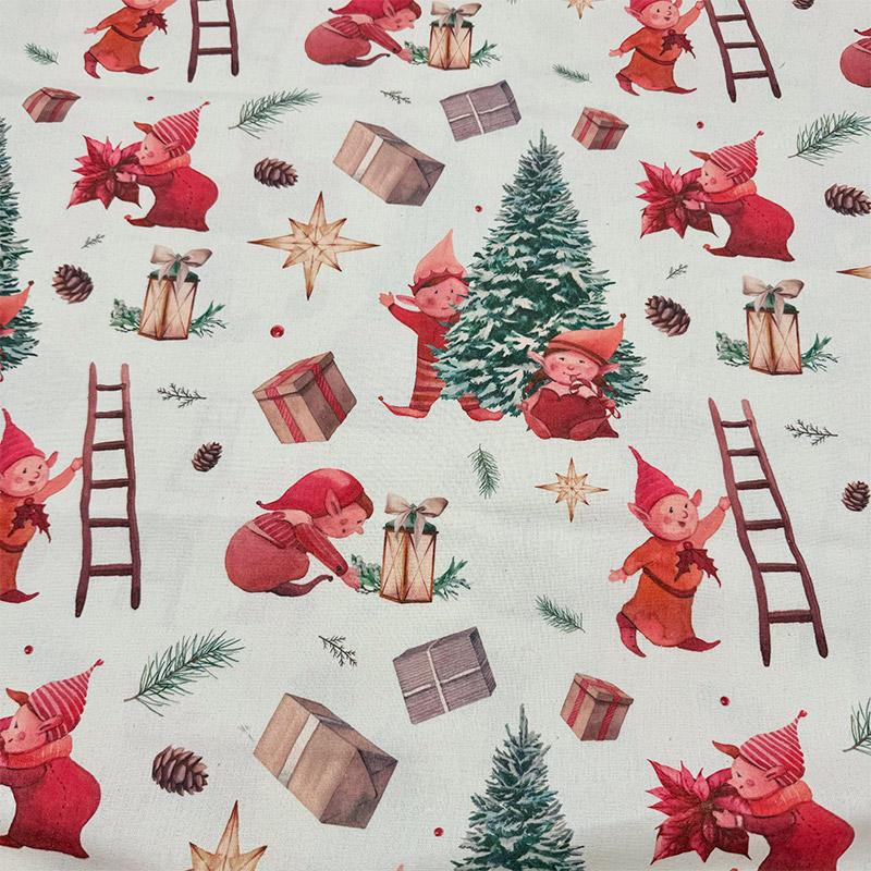 1m/2m/3m Encrypted Cotton and Linen Christmas Themed Fabric for Christmas Decoration Fabric Table Cloth Door Curtain DIY Fabric