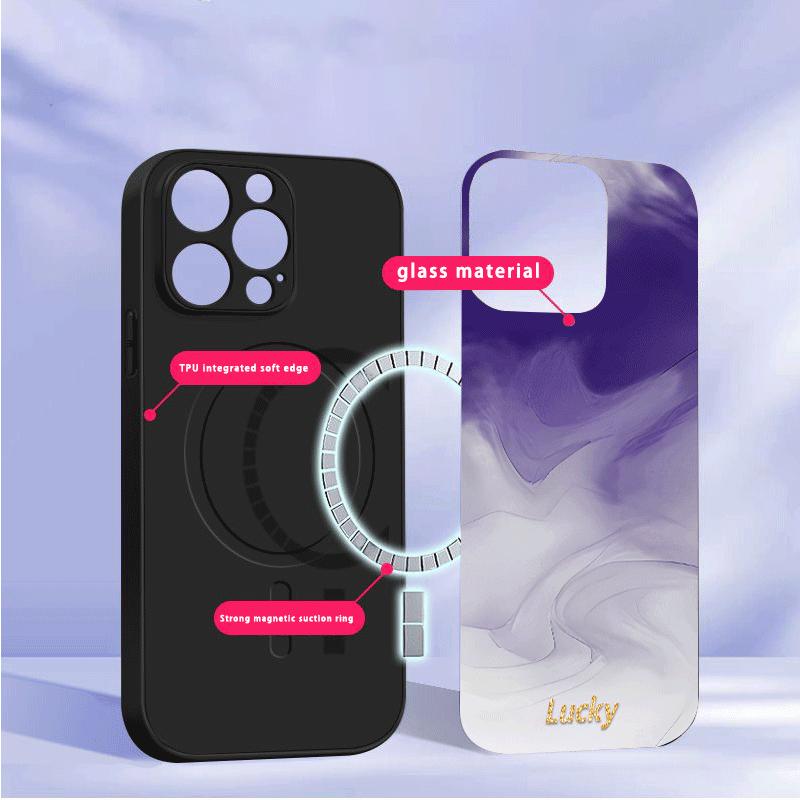 Ink wash connotation blue For Samsung Galaxy S26 Ultra S20 FE S21 S22+ S23 Plus S24 Ultra 25 Edge  For Magsafe Glass Phone Casee
