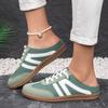 Women Retro Color Block Slip On German Trainer Mule Slippers, Breathable Soft Sole Versatile Casual Summer Walking Shoes
