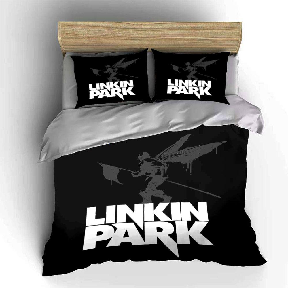 Set Biancheria da Letto a Tema Linkin Park Copripiumino Federe  (1 * Copripiumino 2 * Federe, senza piumino)