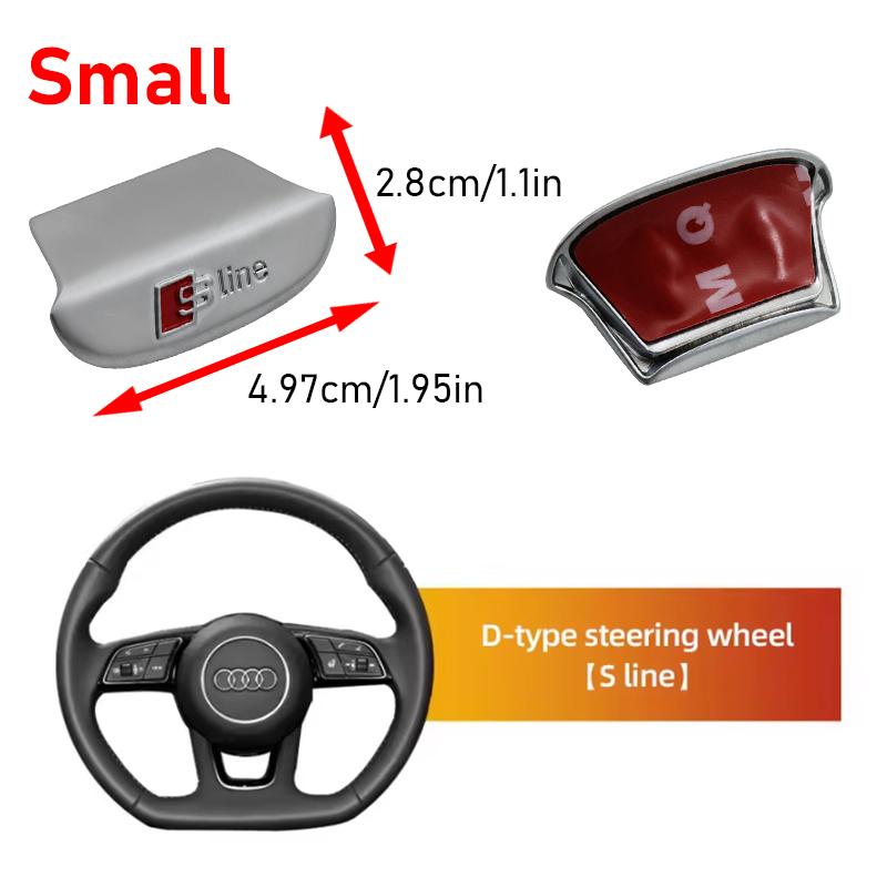 For Audi RS3 1Pc 3D Metal Car Steering Wheel Badge Logo Emblem Sticker For Audi A7 A3 A4 A6 A5 Q5 A1 Q7 Q3 Q4 TT SQ5 RSQ3 RS Q8 S3 S4 RS5 RS6