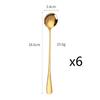 6Pcs Stainless Steel Coffee Tea Stir Spoon Long Handle Ice Cream Dessert Spoons Stainless Steel Tableware Set Kitchen Supplies