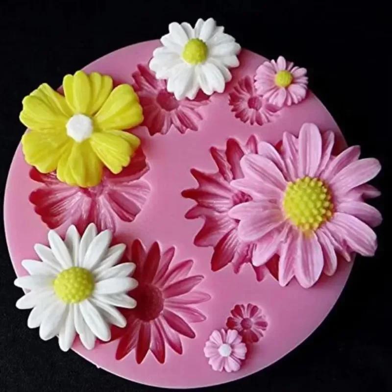 3D Creative Handmade Molds Daisy Flower Silicone Molds Fondant Craft Cake Chocolate Ice Pastry Baking Mould Fondant Tools