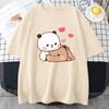 Cartoon Panda Bear Bubu and Dudu T Shirt EU Size 100% Cotton Women Tops Kawaii Printed Harajuku Ullzang Tees O-Neck Anime Female