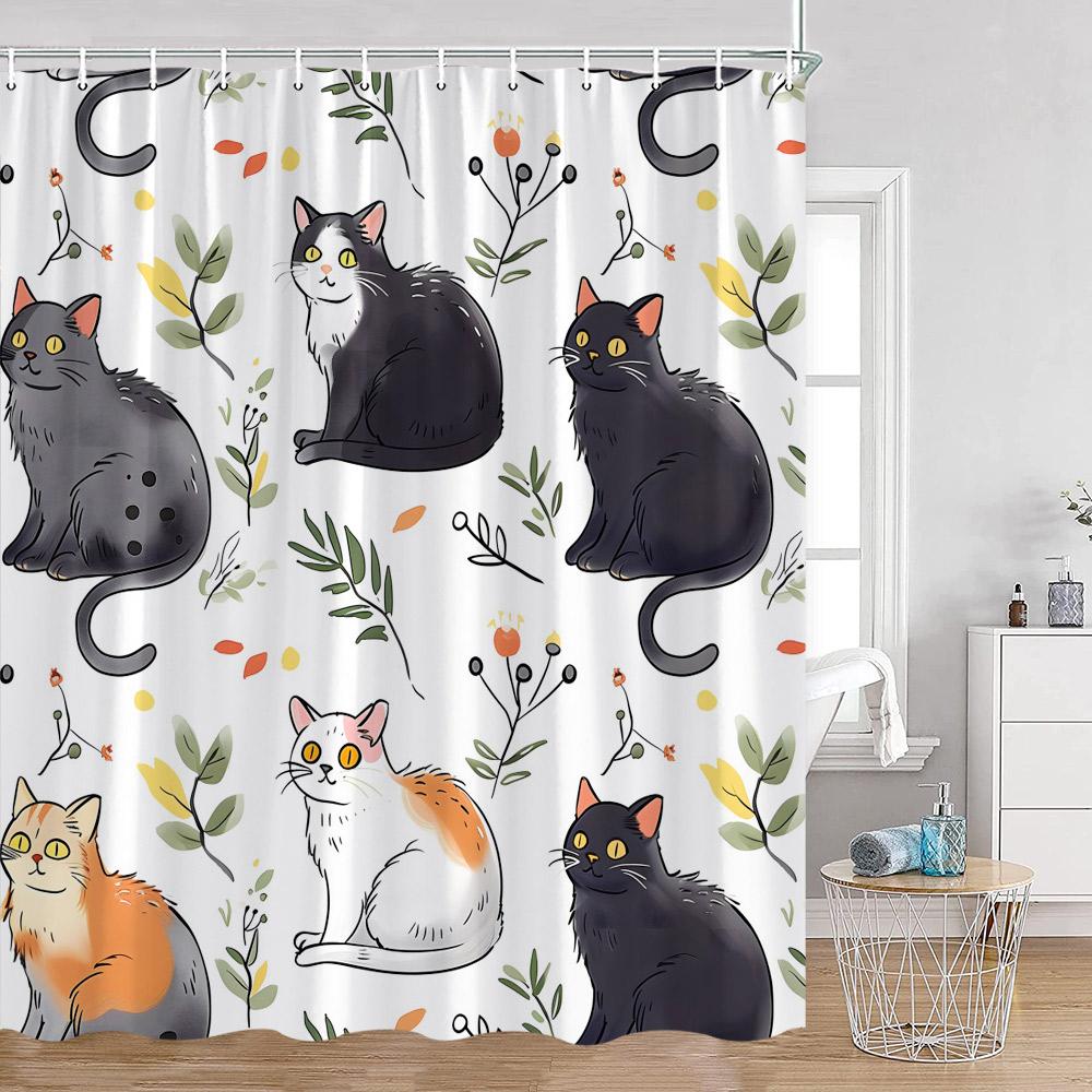 Cartoon Tiere Kinder Duschvorhänge Niedliche Kaninchen Hirsche Katzen Hunde Badezimmer Dekor Kinder Polyester Duschvorhang Mit Haken