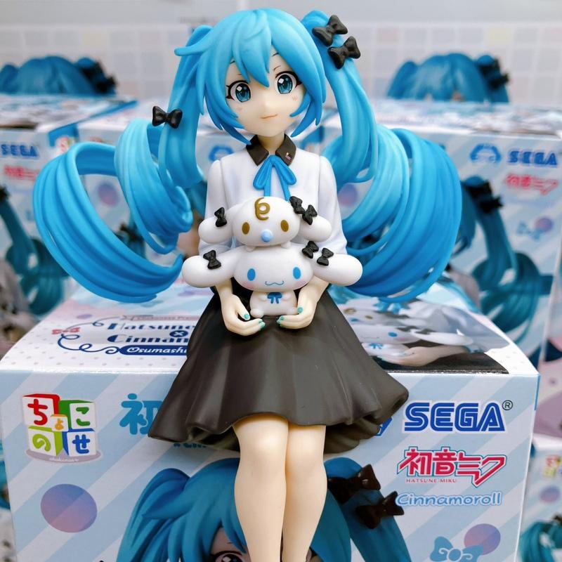 Original SEGA Hatsune Miku Cinnamoroll Anime Figure Noddle Stopper Toy Action Figure Anime Figure PVC Model Collection Doll Gift