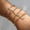 European & American Fashion 26-Letter Pendant Bracelet: Cubic Zirconia Micro-Paved Paperclip Chain, Elegant Women's Accessory.