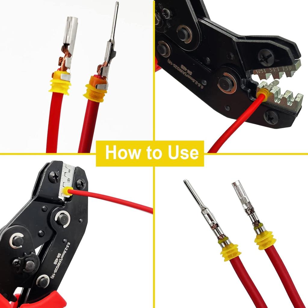 800Pcs 50 Sets Waterproof Automotive Electrical Wire Connectors Plug Kit 1/2/3/4/5/6 Pin Waterproof Connectors with Ratchet Crimping Tool