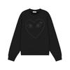 Relaxed Fit Cotton Sweatshirt With Heart Print Long Sleeve Crew Neck Fleece Lined Unisex Winter Casual Top