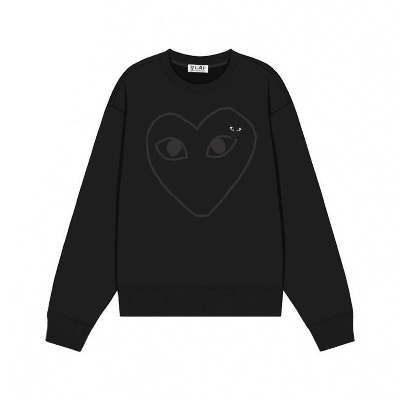 Relaxed Fit Cotton Sweatshirt With Heart Print Long Sleeve Crew Neck Fleece Lined Unisex Winter Casual Top