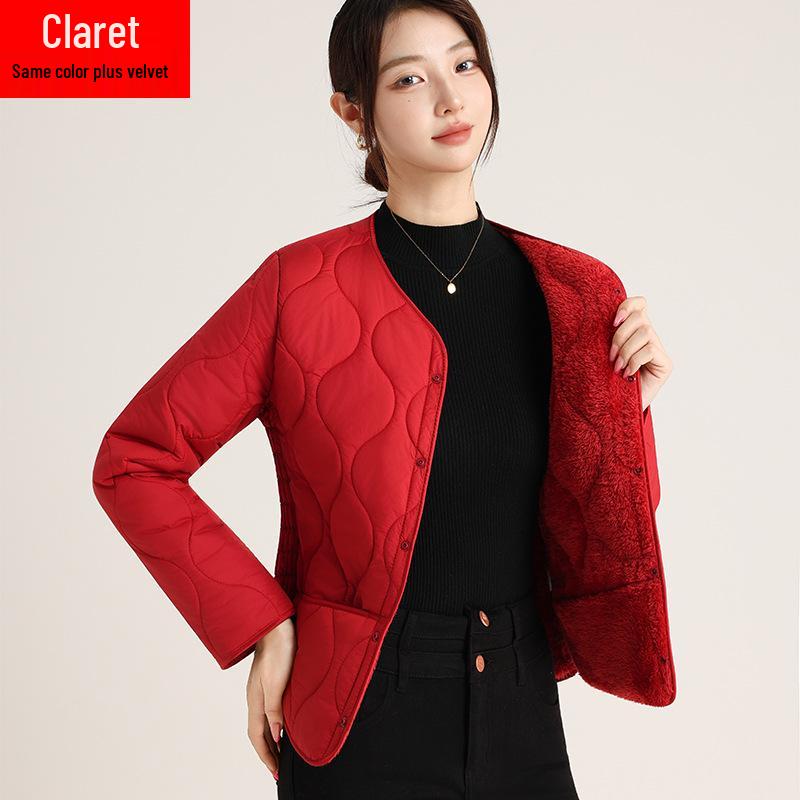 Winter Velvet Thickened Women's Cotton Jacket 2026: Fashionable, Warm, Slim-Fit, Short Mid-Aged Coat for Cold Protection.