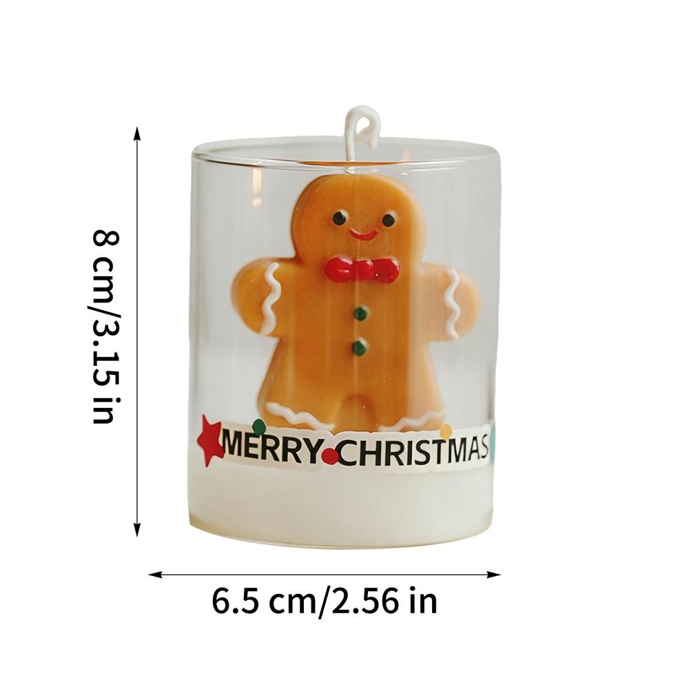Christmas Scented Candles 3D Gingerbread Man Christmas Tree Apples Candles Decoration Small Tea Wax For Christmas Eve Party