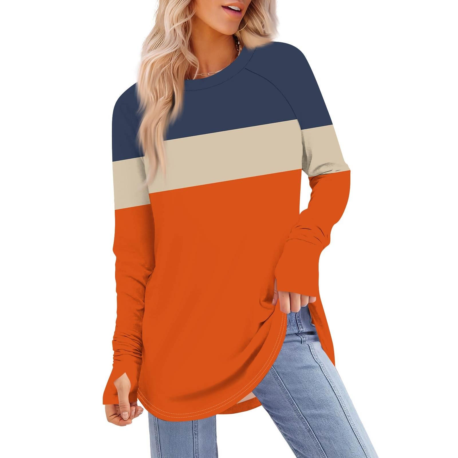 

Жіночий світшот великого розміру, светр із зображеннями, довгі рукави, круглі сорочки, топи, вінтажний одяг XL помаранчевий