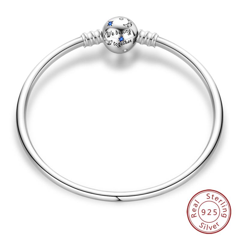 Original 925 Silver Heart Star Moon Snowflake Butterfly Bracelets 17 20CM For Women DIY Charms Jewelry Gifts