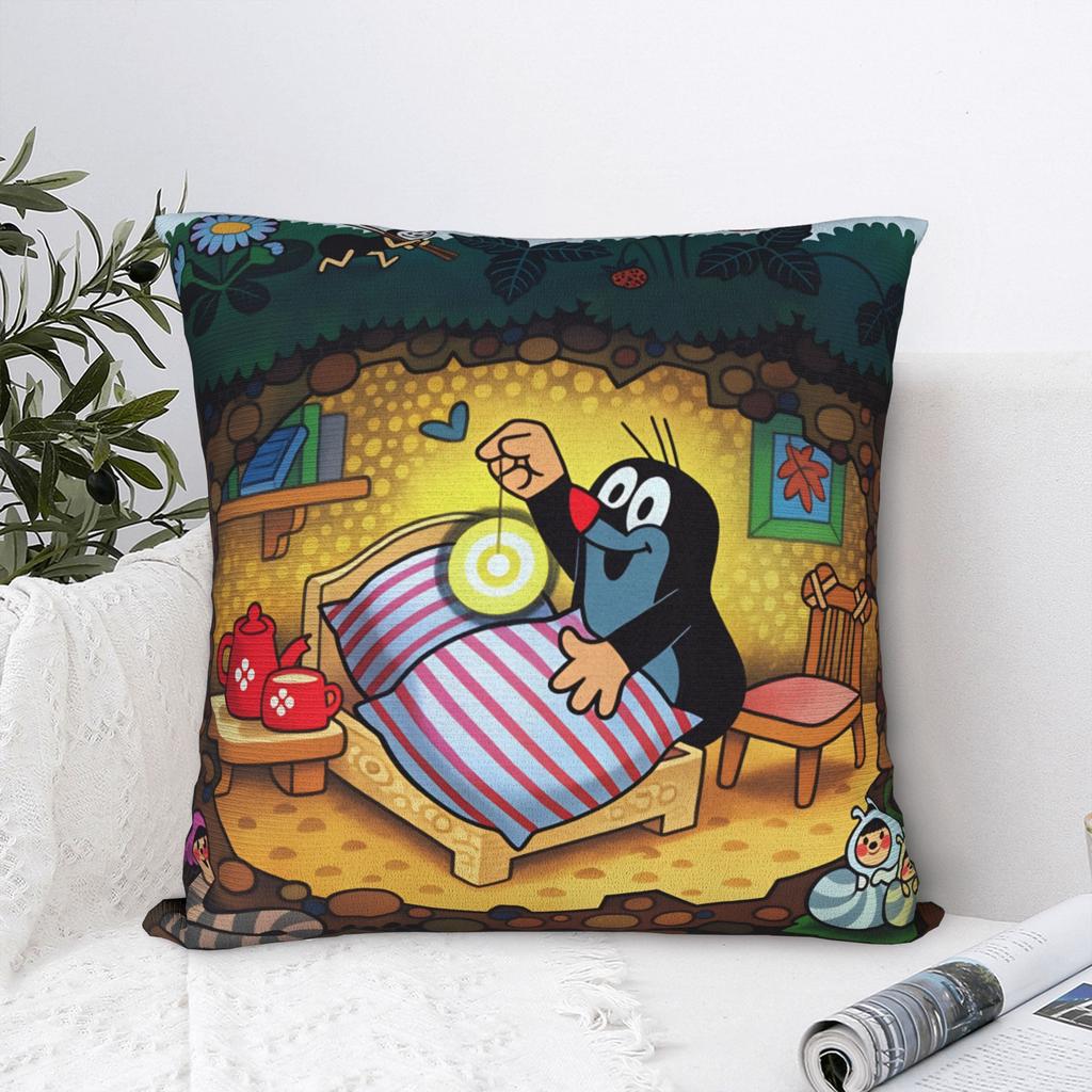 Cute The Little Mole Art Pillow Cover Vintage Pillow Case For Chair Sofa Home Decor Comfy Pillowcases Gift