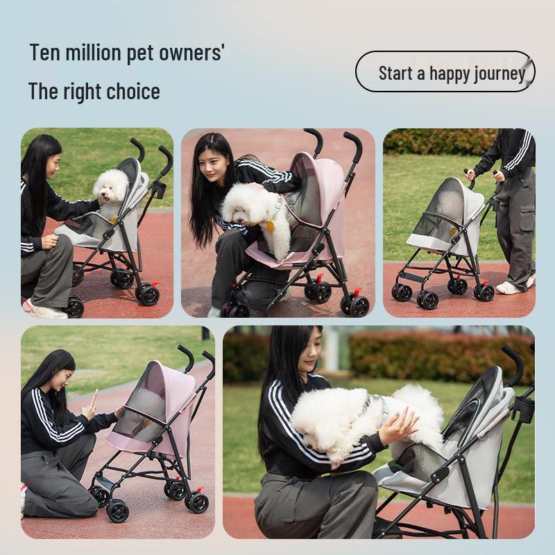 Leichter faltbarer Haustierkinderwagen für kleine Hunde und Katzen, mit Sonnenschirm und Funktion für Spaziergänge im Freien