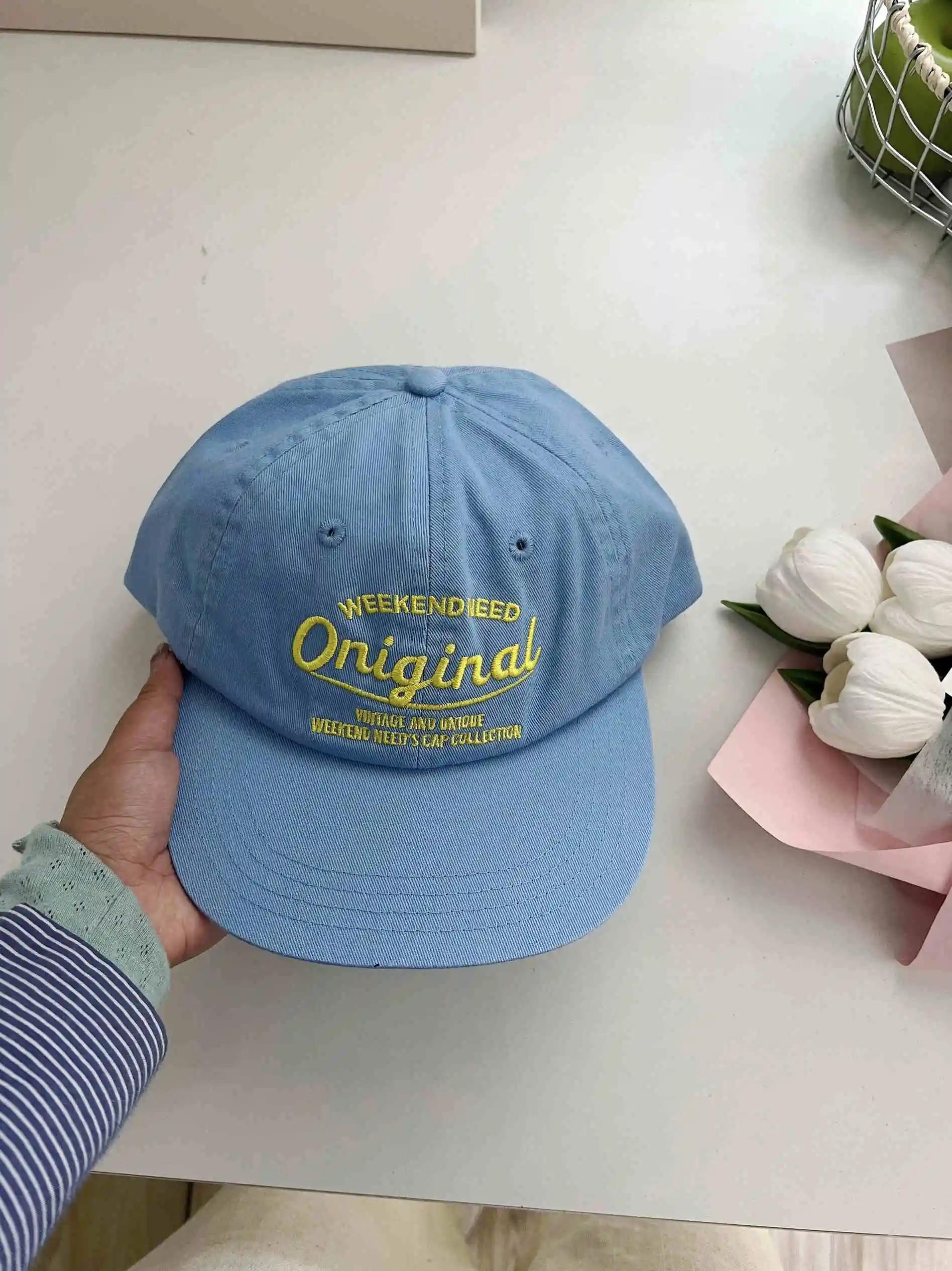 Baseballkappe Frühling und Herbst Weiches Oberteil Stickerei Herren und Damen All-Matching Street Trendmarke Schirmmütze Adjustable gray