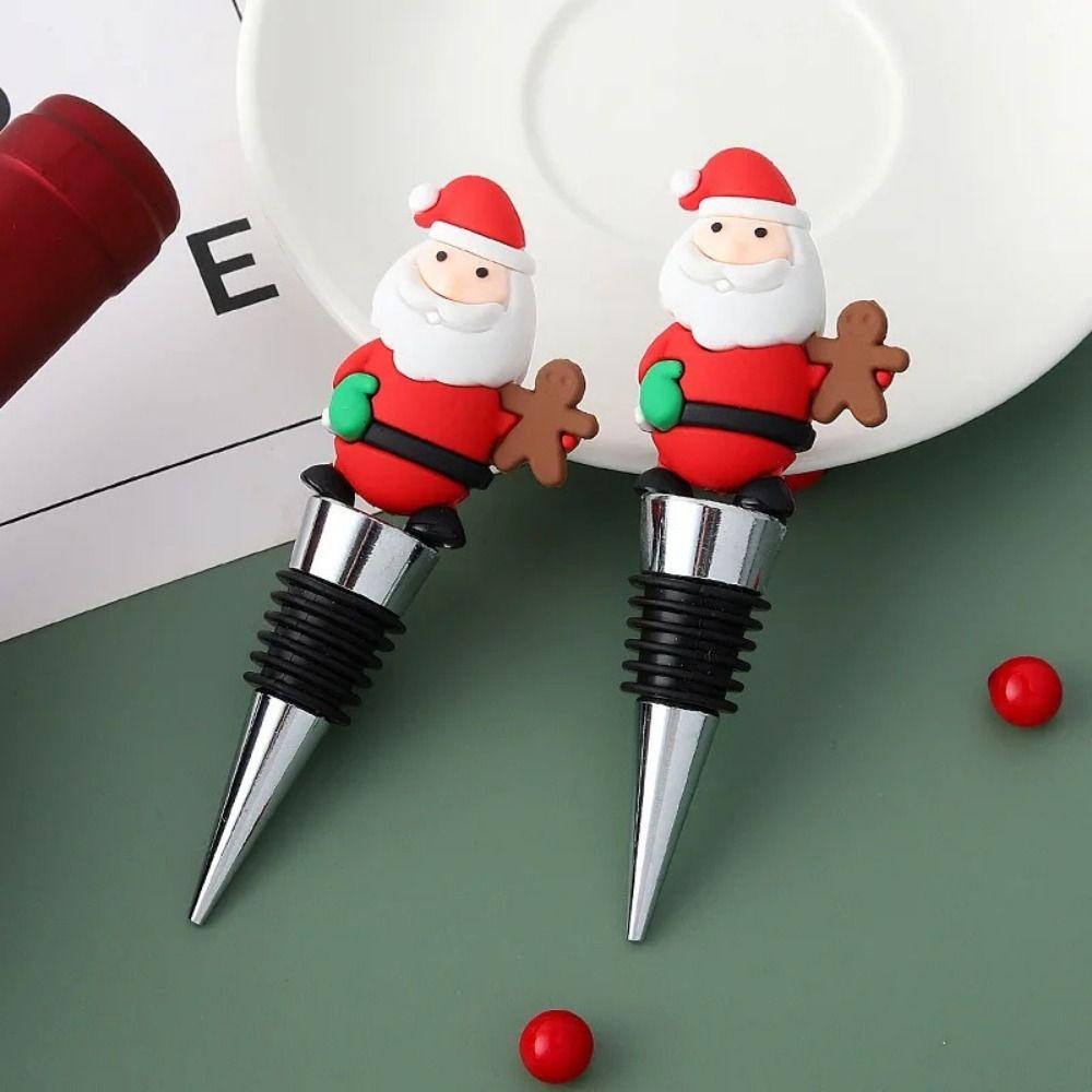 Twist Cap Christmas Wine Bottle Stopper Reusable Christmas Bottle Sealing Plug  Holiday Party