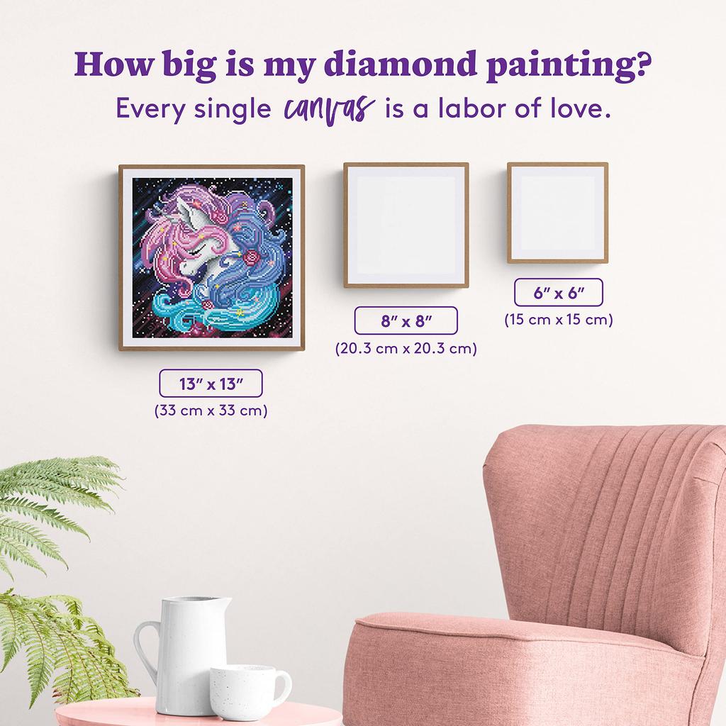 DIAMOND ART CLUB Aurora Unicorn Diamond Painting Kit, Fantasy Diamond Canvas, Round 5D Diamond Art Kit for Adults and All Ages, 13" X 13" (33 X 33cm)
