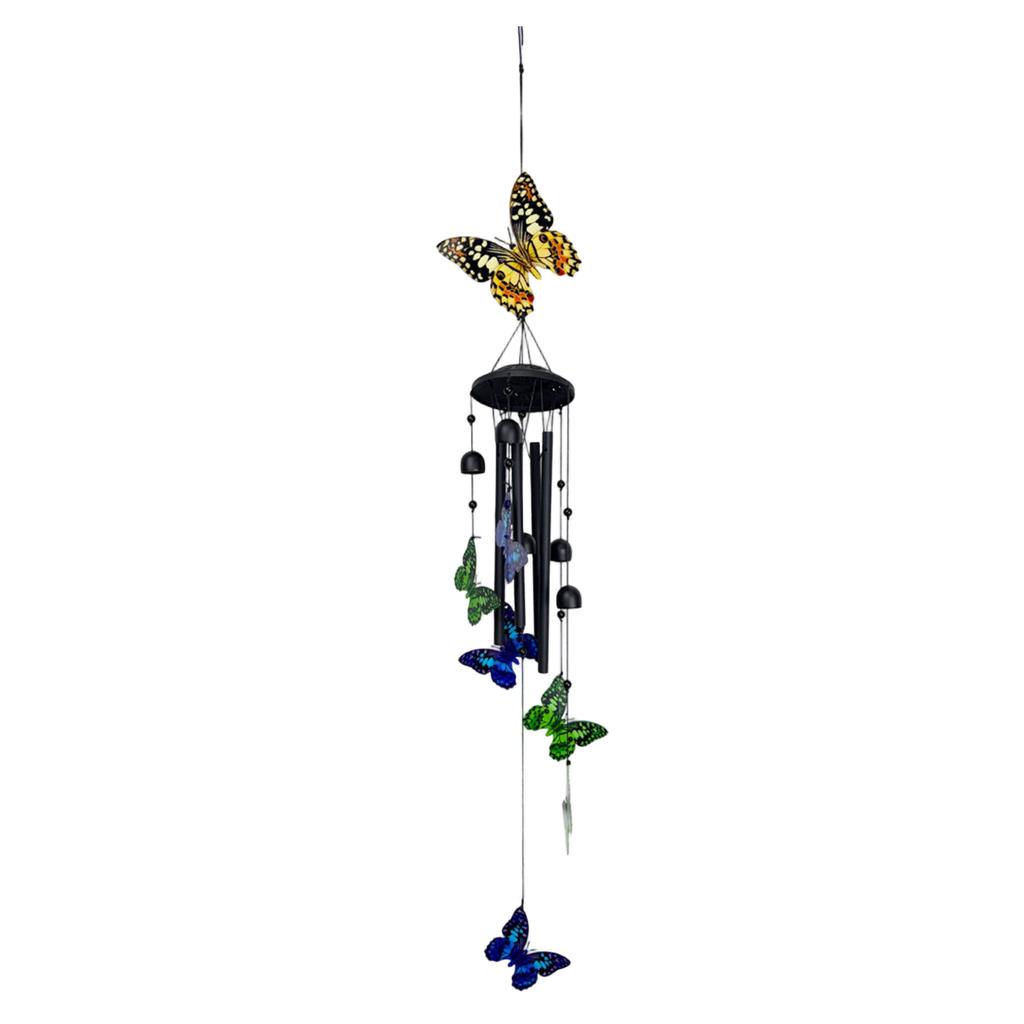 Metal Wind Chime Hanging Decoration with Painted Hummingbird Figurines Outdoor Indoor Garden Patio Porch Accessory