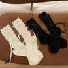 Black White Solid Color Women Socks Ballet Style Bandage Bowknot Wool Cashmere Long Socks Sweet Girl Jk Lolita Kawaii Cute Socks