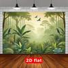 2D Jungle Safari Backdrop, Misty Rainforest & Exotic Birds Photography Background Banner