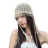 New Colorful Pearl Tassels Baotou Hat Pure Hand Crochet Hollowed Out Ethnic Style Tassels Beach Hat