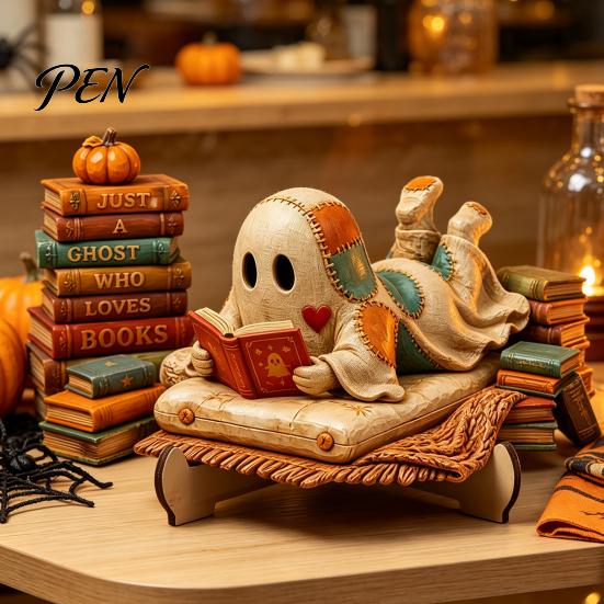 Spooky Home Decor for Festival Halloween Cute Ghost Ornament, Cartoon Festive Wooden Statue, Rustic Ornaments Creative Ornament Party Atmosphere Props