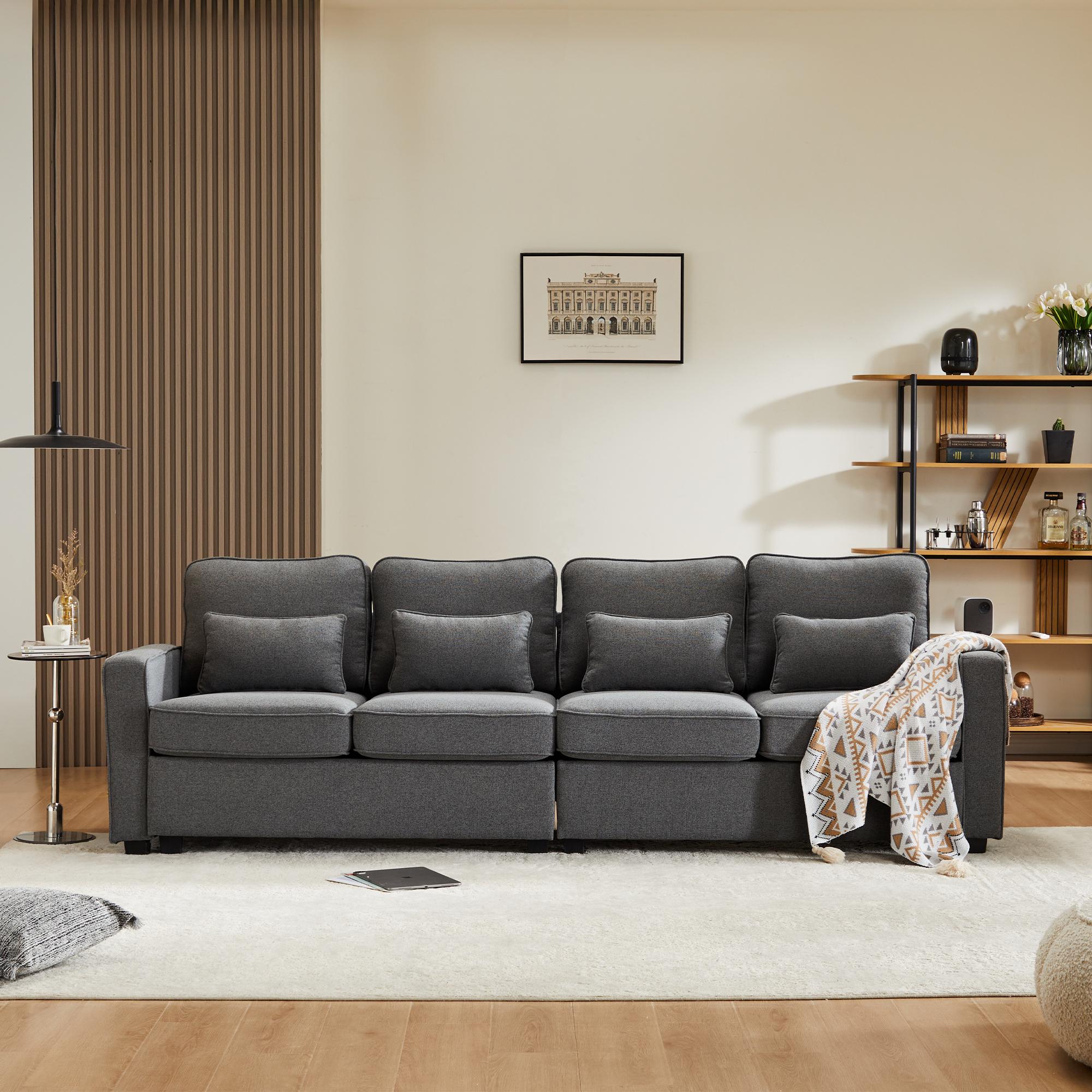 Modern 4-Seater Sofa made of Linen