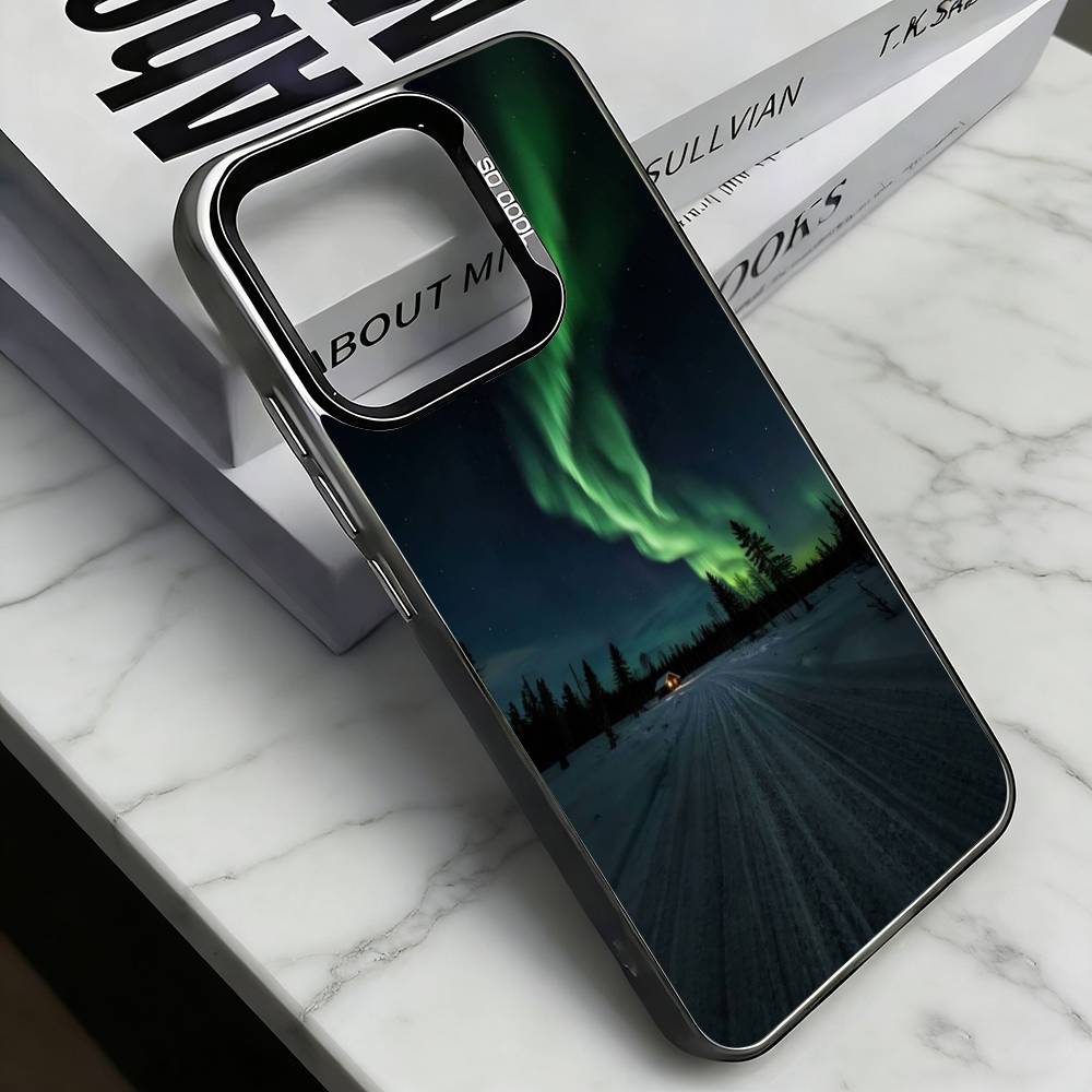 Northern Lights Phone Case For iPhone 17,16,15,14,13,12,11 Plus,Pro Max,XS,Colorful Silver Phone case Funda Cover