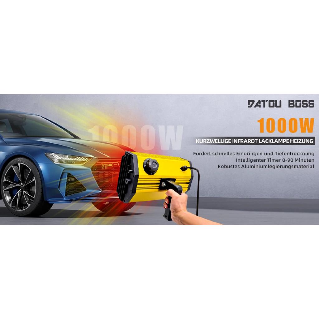 DATOUBOSS Portable Infrared Paint Curing Lamp 1000w Handheld Shortwave Infrared Heating Light Car Body Repair Tool