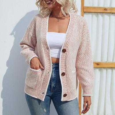 Women's New Single Breasted Knitted Sweater Autumn Casual  Pocket Knitted Sweater Women's Winter Cardigan Jackets
