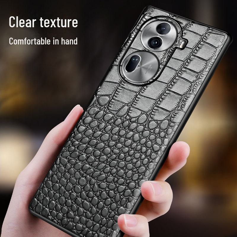 Genuine leather cowhide crocodile pattern protective cover for OPPO Reno11 & Reno11Pro.