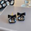 Black Bowknot Cube Crystal Earring Square Bow Earrings for Women New Jewelry Fashion Pretty Gifts