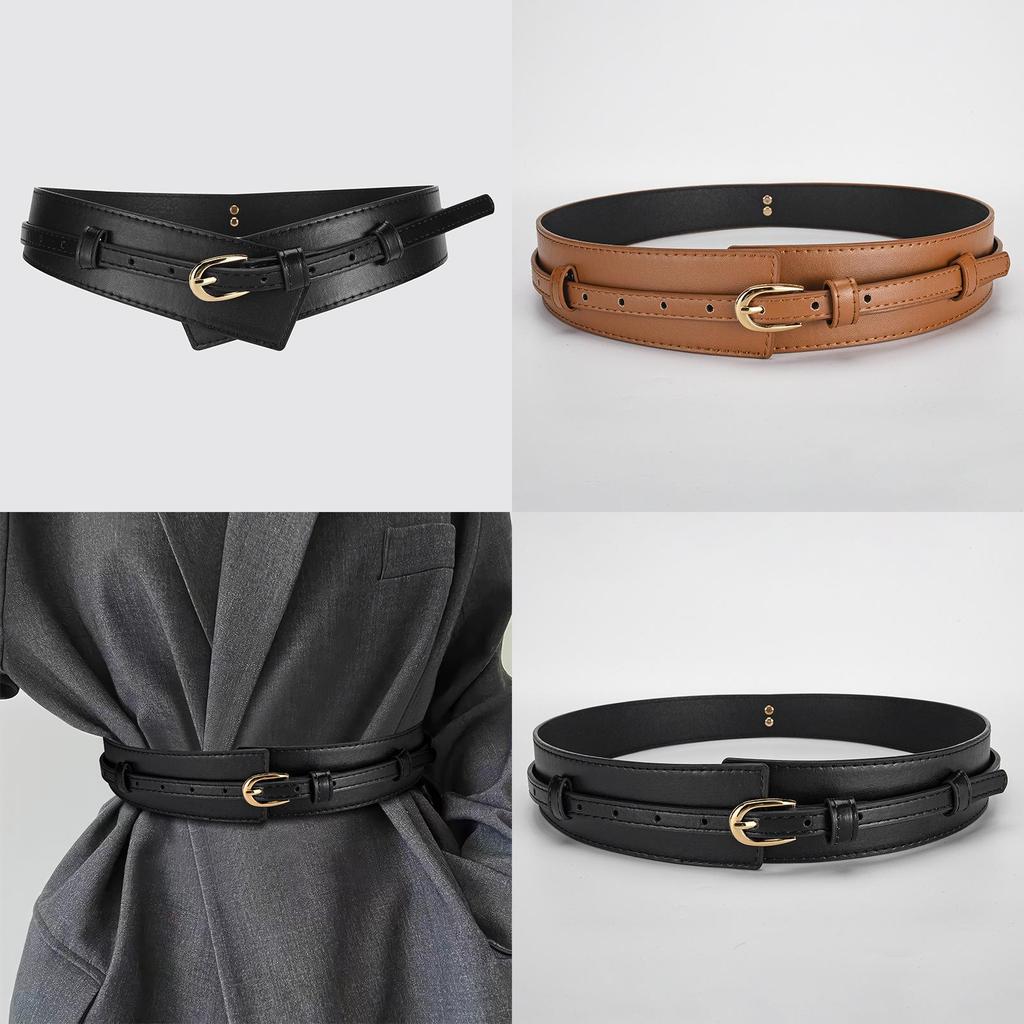 Ladies Leather Belt Dual Use Pu Material Alloy Buckle Wide Waist Belt For Office And Casual Wear