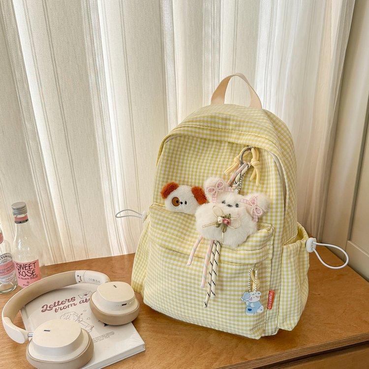 Schoolbag schoolbag Mori ins style versatile backpack fresh plaid girl cute college student simple large-capacity backpack