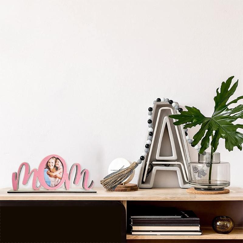 Mamas Wood Letter Picture Frame Set Craft with Color and Brushes, Special Present for Parent