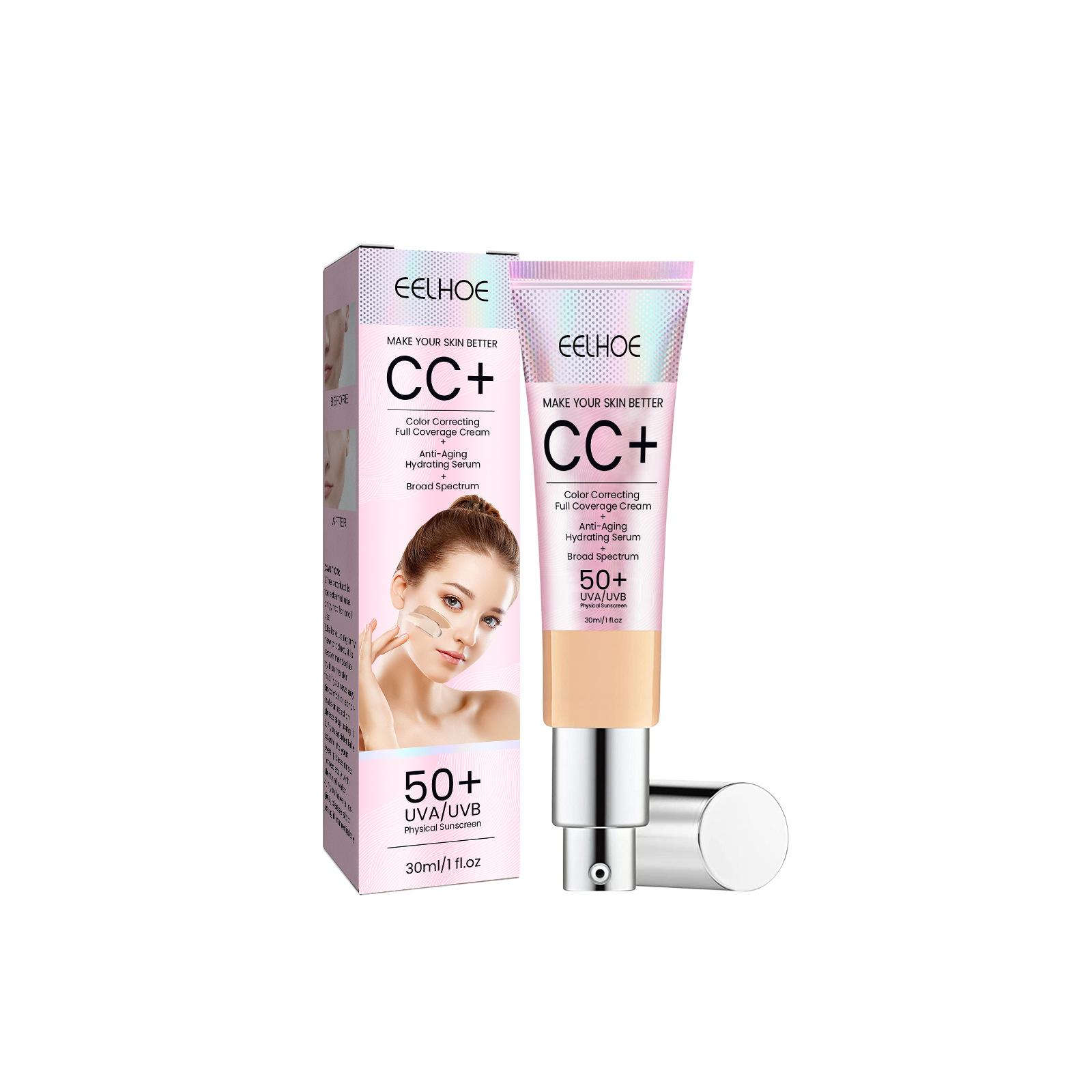 

EELHOE CC + крем Illumination SPF 50, полное покрытие, средний или легкий корректор пятен, корректор для кожи лица, макияж, 30 мл Medium skin color 30ml