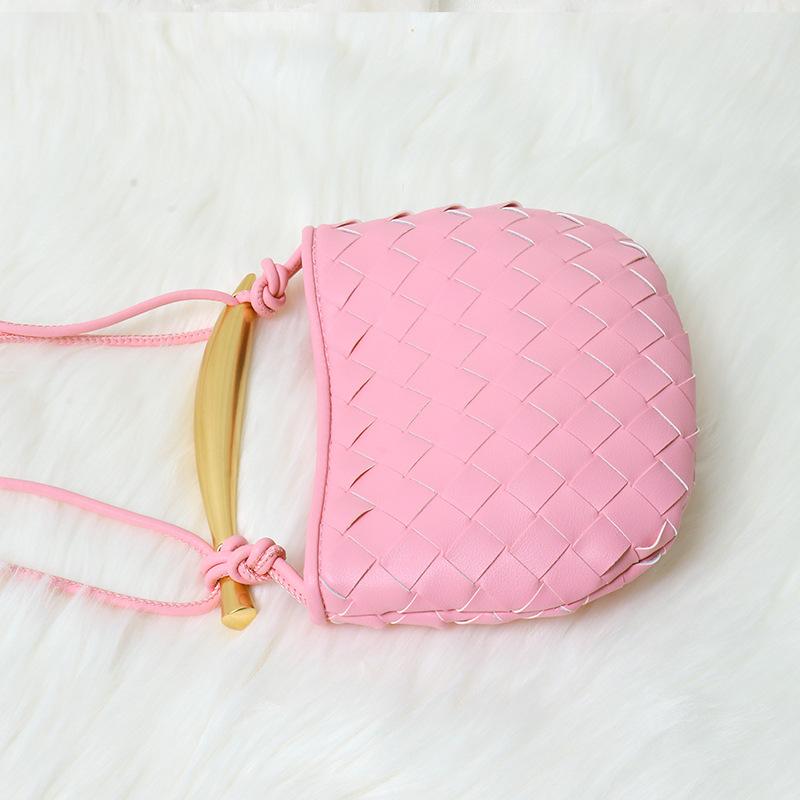 Cowhide Woven Bag Soft Leather Metal Bing Handbag Fashionable Personality Oblique Span Genuine Leather Women's Bag