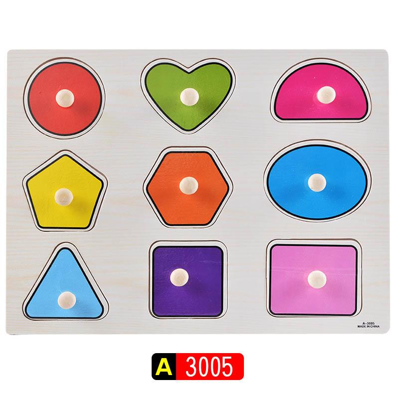 Big Size Baby Montessori Wooden Puzzle Hand Grab Board Set Educational Toys Infantil Cartoon Number Letter Math Puzzle Kids Gift