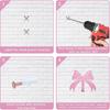 4 Pcs Metal Bow Knot Hooks Wall Door Hanger Towel Hooks Coat Hanger Decorative Holder for Home Bathroom Living Room (Pink)