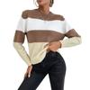 Vintage Mode Elegant Lässig Damen Herbst Colorblocking Langarm Rundhals Pullover Damen