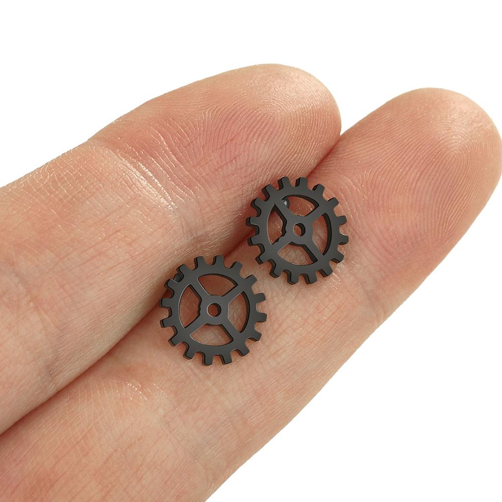 Kinitial Laser carved fashionable stainless steel earrings Pair of steampunk wheel gear  men earings study anniversary gift