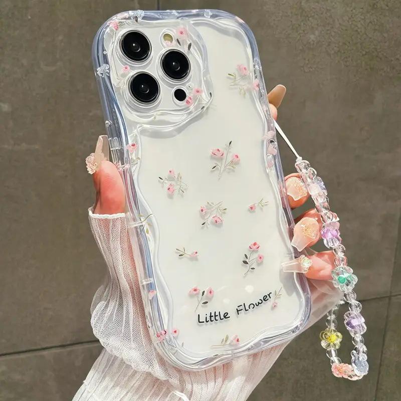 Simple ins wind full screen floral Apple 16/15 mobile phone case iPhone17promax gentle anti-drop protective case