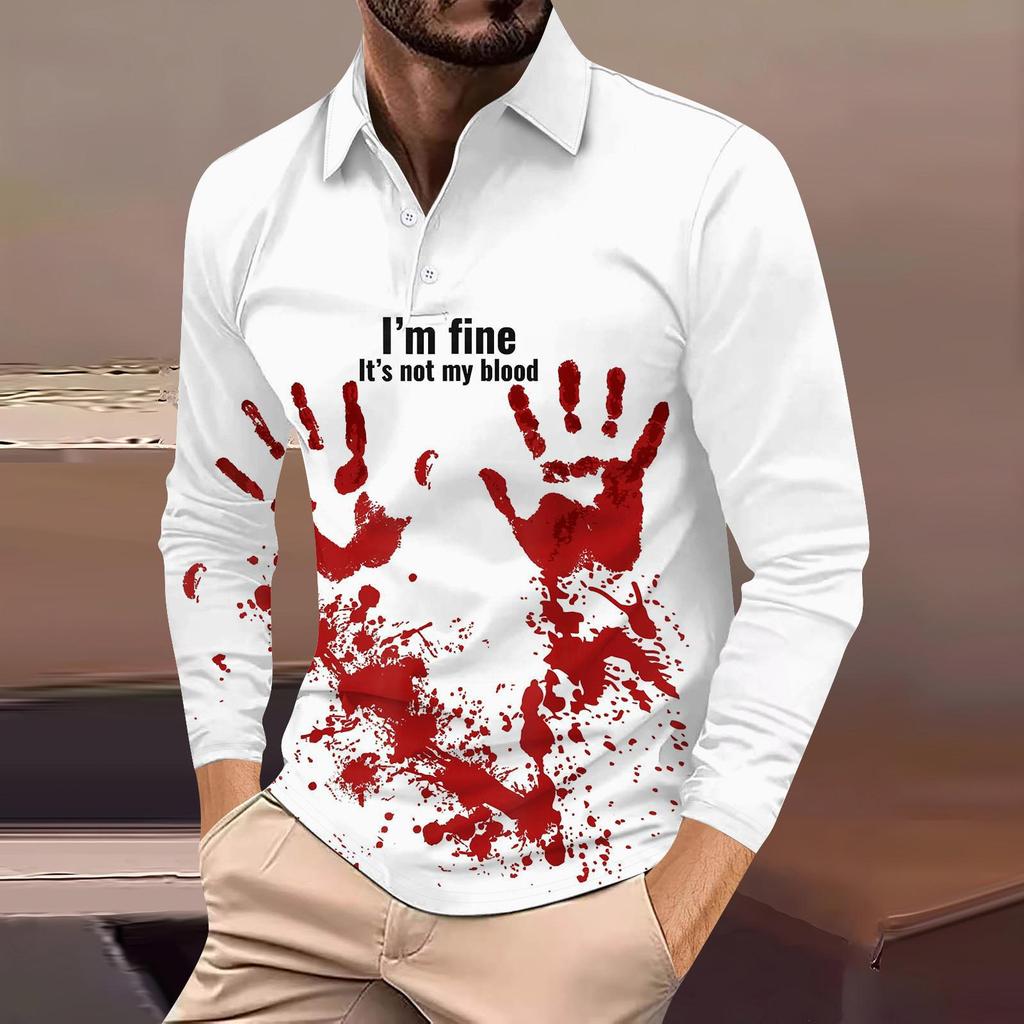 Herren Abstrakt 3D-bedrucktes Lässiges Alltags Langarm Button-Down POLO